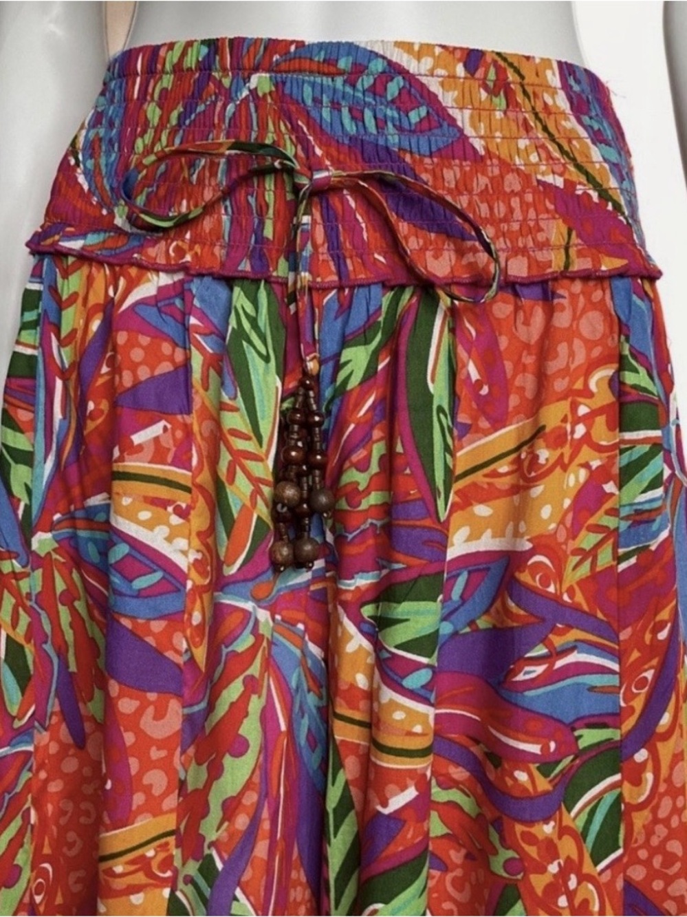 True Destinations Tropical Vibrant Super Wide Leg Palazzo Pants Resortwear Sz M - Picture 2 of 12
